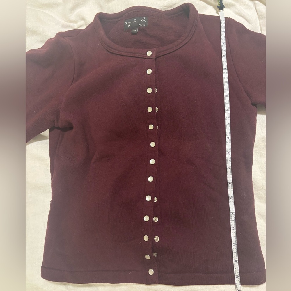 Agnes B. Burgundy Cardigan - Picture 9 of 9